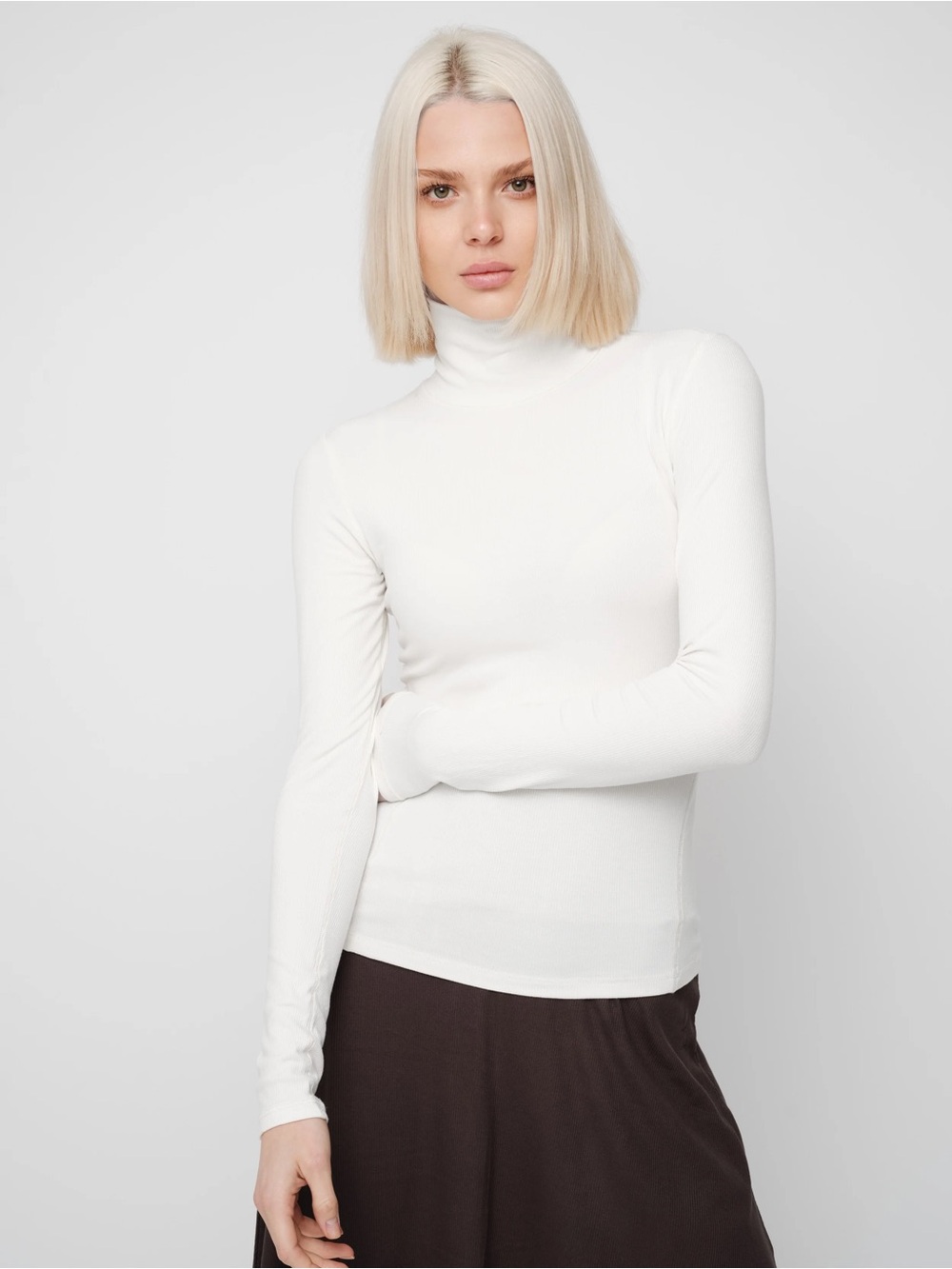 NWT Basic Soft Rib Mockneck Top in Ivory